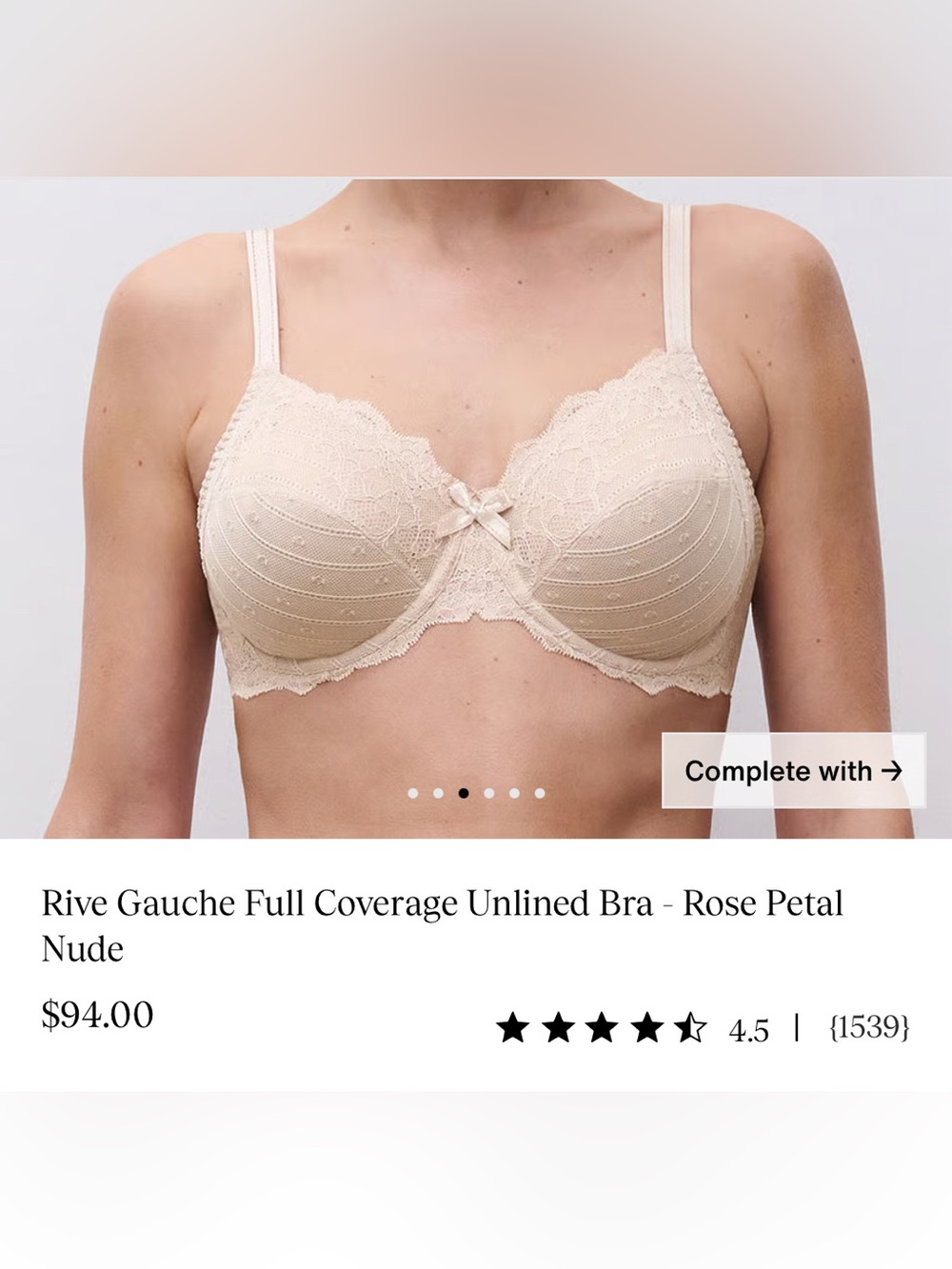 NEW Chantelle Bra size 38DD Rive Gauche Full Coverage Unlined Coquette $94